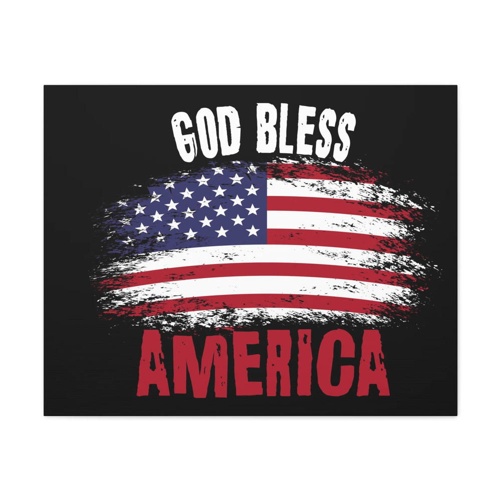 God Bless America On Black Background Canvas Wall Art for Home Decor